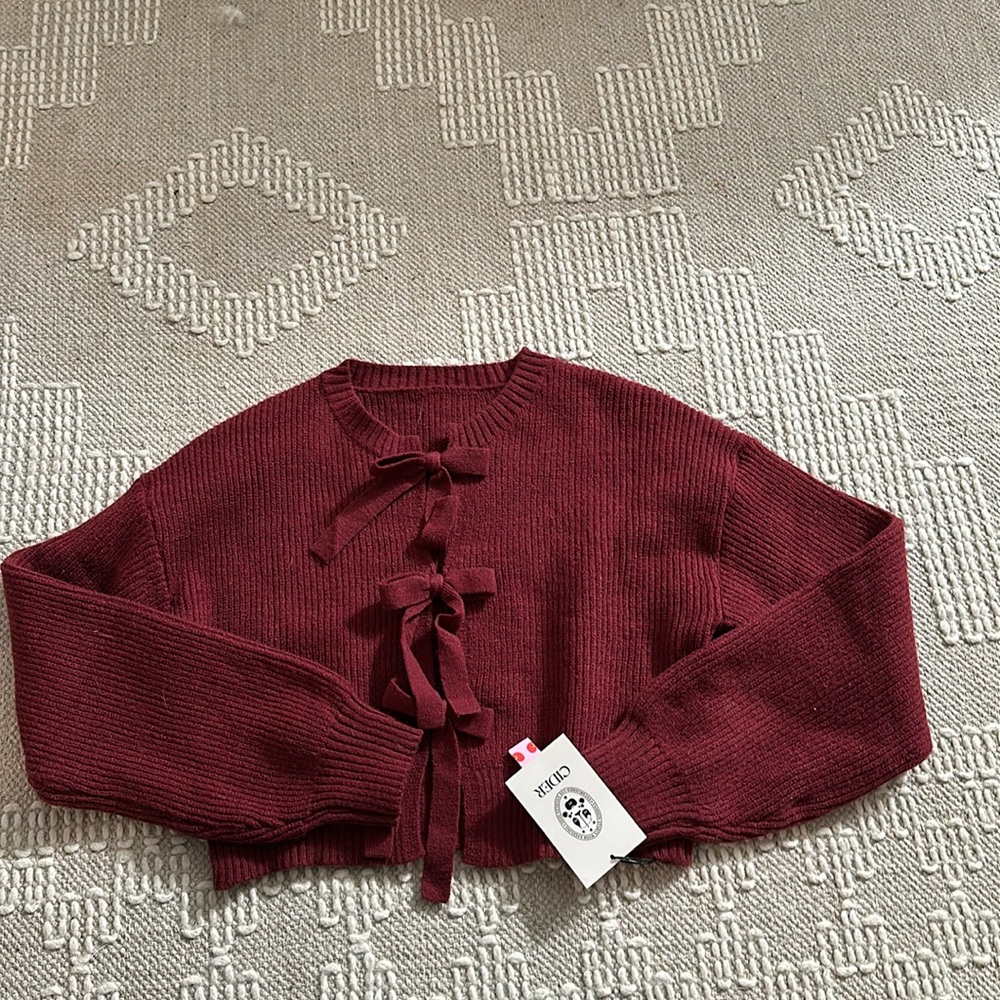 Wine red crop sweater